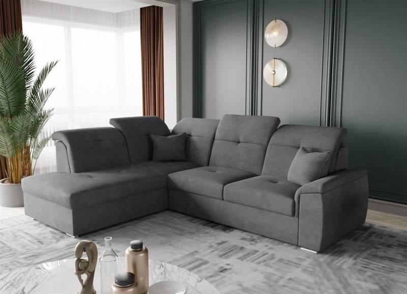 Fun Möbel Ecksofa Ecksofa FREJA Ottomane Links oder Rechts in Stoff, inkl. 2 Zierkissen, mit Schlaffunktion von Fun Möbel