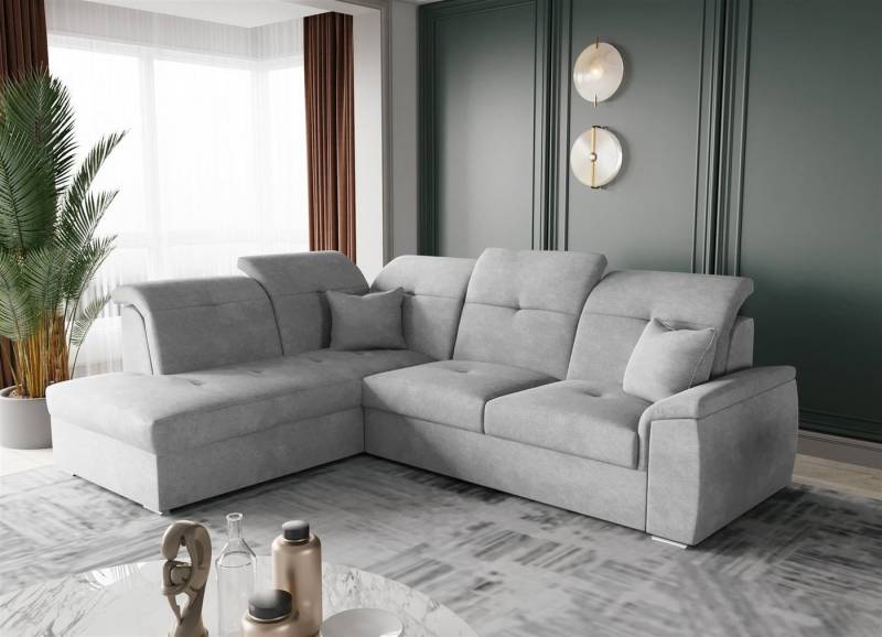 Fun Möbel Ecksofa Ecksofa FREJA Ottomane Links oder Rechts in Stoff, inkl. 2 Zierkissen, mit Schlaffunktion von Fun Möbel