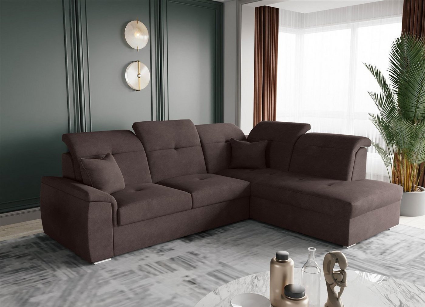 Fun Möbel Ecksofa Ecksofa FREJA Ottomane Links oder Rechts in Stoff, inkl. 2 Zierkissen, mit Schlaffunktion Fun Möbel Ecksofa Ecksofa FREJA Ottomane Links oder Rechts in Stoff, inkl. 2 Zierkissen, mit Schlaffunktion von Fun Möbel