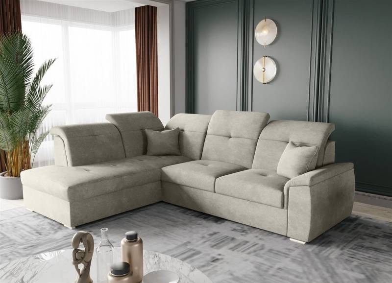 Fun Möbel Ecksofa Ecksofa FREJA Ottomane Links oder Rechts in Stoff, inkl. 2 Zierkissen, mit Schlaffunktion von Fun Möbel