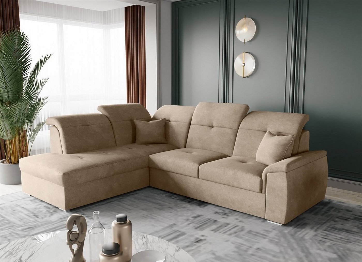 Fun Möbel Ecksofa Ecksofa FREJA Ottomane Links oder Rechts in Stoff, inkl. 2 Zierkissen, mit Schlaffunktion Fun Möbel Ecksofa Ecksofa FREJA Ottomane Links oder Rechts in Stoff, inkl. 2 Zierkissen, mit Schlaffunktion von Fun Möbel