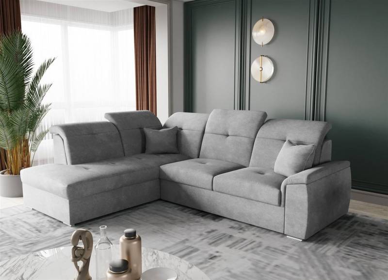 Fun Möbel Ecksofa Ecksofa FREJA Ottomane Links oder Rechts in Stoff, inkl. 2 Zierkissen, mit Schlaffunktion von Fun Möbel