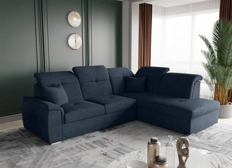 Fun Möbel Ecksofa Ecksofa FREJA Ottomane Links oder Rechts in Stoff, inkl. 2 Zierkissen, mit Schlaffunktion von Fun Möbel