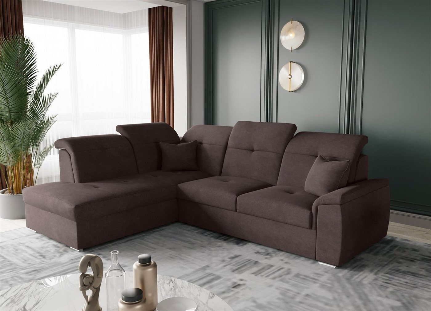 Fun Möbel Ecksofa Ecksofa FREJA Ottomane Links oder Rechts in Stoff, inkl. 2 Zierkissen, mit Schlaffunktion Fun Möbel Ecksofa Ecksofa FREJA Ottomane Links oder Rechts in Stoff, inkl. 2 Zierkissen, mit Schlaffunktion von Fun Möbel