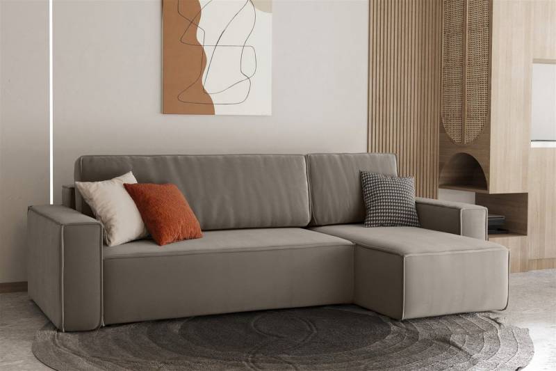 Fun Möbel Ecksofa Ecksofa MARIS mit Ottomane in Stoff Swing, mit Schlaffunktion, Rundumbezug von Fun Möbel