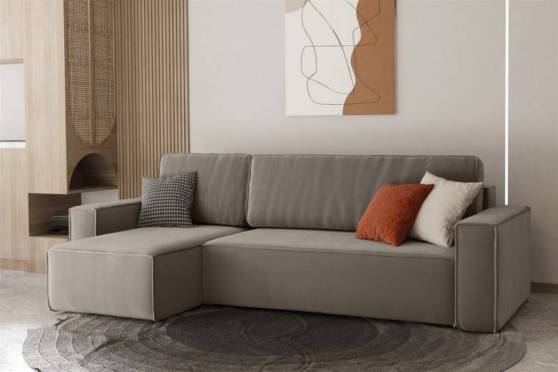 Fun Möbel Ecksofa Ecksofa MARIS mit Ottomane in Stoff Swing, mit Schlaffunktion, Rundumbezug von Fun Möbel