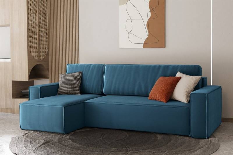 Fun Möbel Ecksofa Ecksofa MARIS mit Ottomane in Stoff Swing, mit Schlaffunktion, Rundumbezug von Fun Möbel