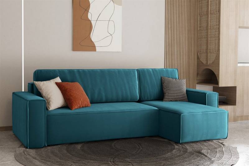 Fun Möbel Ecksofa Ecksofa MARIS mit Ottomane in Stoff Swing, mit Schlaffunktion, Rundumbezug von Fun Möbel