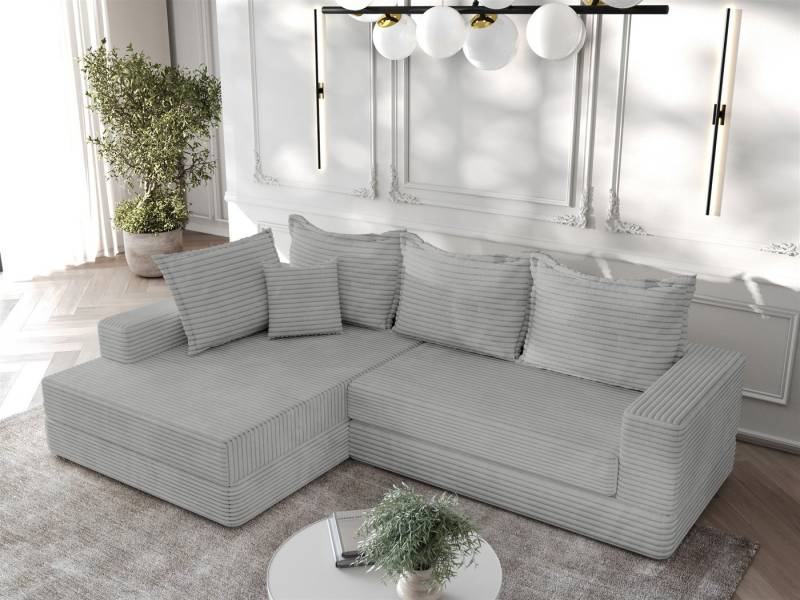 Fun Möbel Ecksofa Ecksofa OSKAR mit Ottomane in Stoff Tilia, inkl. 4 Rückenkissen und 1 Zierkissen, Ottomane Links oder Rechts, Rücken echt bezogen von Fun Möbel