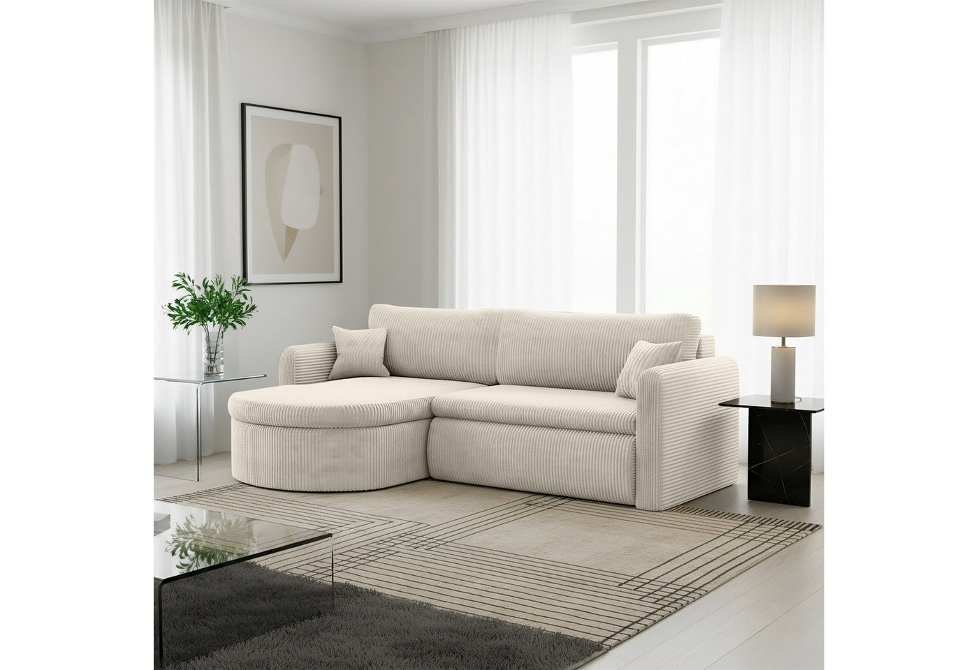 Fun Möbel Ecksofa Ecksofa Schlafsofa FELIZ, Rundumbezug, Inkl. Bettkasten und 2 Zierkissen Fun Möbel Ecksofa Ecksofa Schlafsofa FELIZ, Rundumbezug, Inkl. Bettkasten und 2 Zierkissen von Fun Möbel