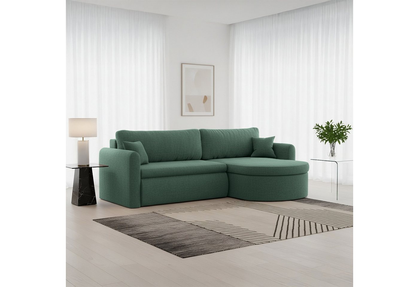 Fun Möbel Ecksofa Ecksofa Schlafsofa FELIZ, Rundumbezug, Inkl. Bettkasten und 2 Zierkissen Fun Möbel Ecksofa Ecksofa Schlafsofa FELIZ, Rundumbezug, Inkl. Bettkasten und 2 Zierkissen von Fun Möbel