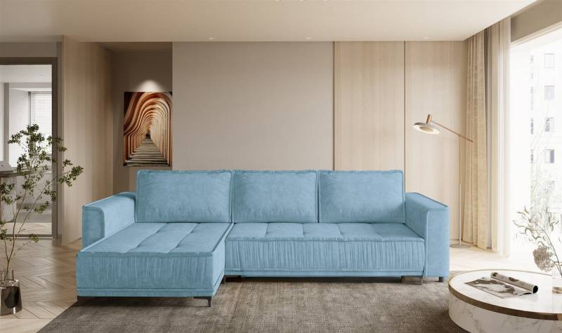 Fun Möbel Ecksofa Ecksofa Schlafsofa FUN ARGUS mit Ottomane in Stoff Terra, inkl. Bettkasten, Rundumbezug und ausziehbare Liegefläche von Fun Möbel