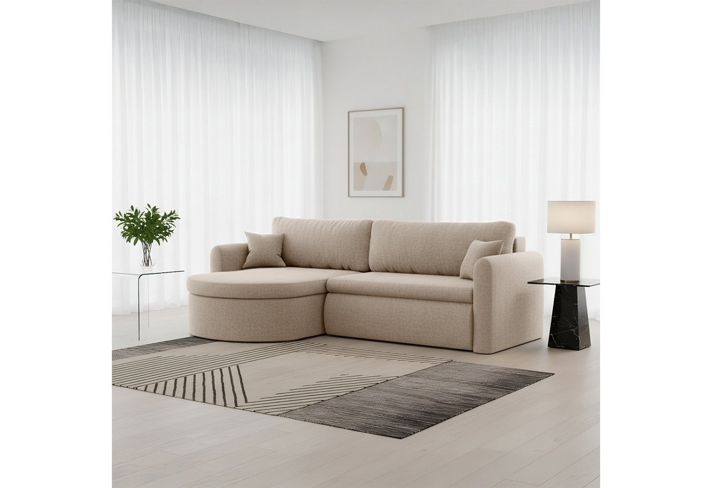 Fun Möbel Ecksofa Ecksofa Schlafsofa FUN HERNAN, Rundumbezug, inkl. Bettkasten und 2 x Zierkissen Fun Möbel Ecksofa Ecksofa Schlafsofa FUN HERNAN, Rundumbezug, inkl. Bettkasten und 2 x Zierkissen von Fun Möbel