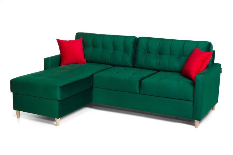 Fun Möbel Ecksofa Ecksofa Schlafsofa MOLDE mit Ottomane in Stoff, mit Schlaffunktion, inkl. 2 Zierkissen von Fun Möbel