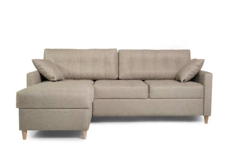 Fun Möbel Ecksofa Ecksofa Schlafsofa MOLDE mit Ottomane in Stoff, mit Schlaffunktion, inkl. 2 Zierkissen von Fun Möbel