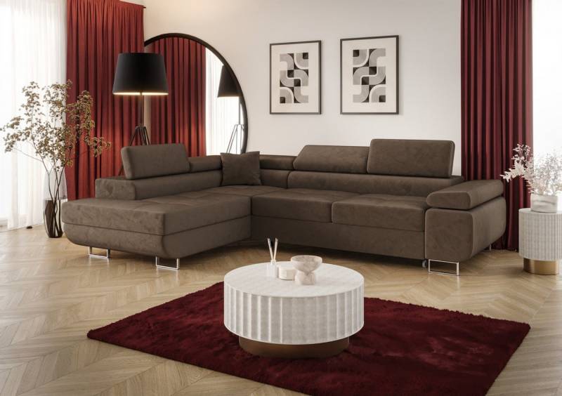Fun Möbel Ecksofa Schlafsofa MONARO mit Ottomane in Stoff, Bettkasten, Kopfstützen verstellbar Fun Möbel Ecksofa Schlafsofa MONARO mit Ottomane in Stoff, Bettkasten, Kopfstützen verstellbar von Fun Möbel