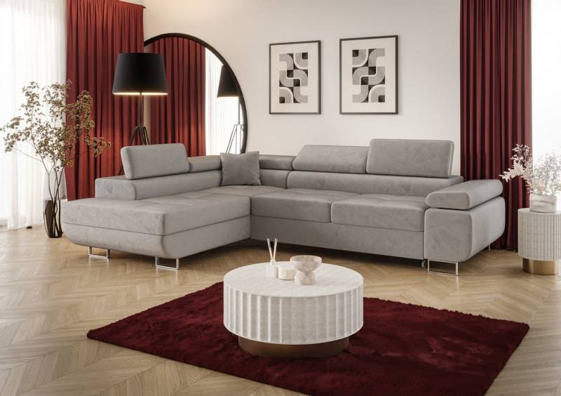 Fun Möbel Ecksofa Schlafsofa MONARO mit Ottomane in Stoff, Bettkasten, Kopfstützen verstellbar Fun Möbel Ecksofa Schlafsofa MONARO mit Ottomane in Stoff, Bettkasten, Kopfstützen verstellbar von Fun Möbel