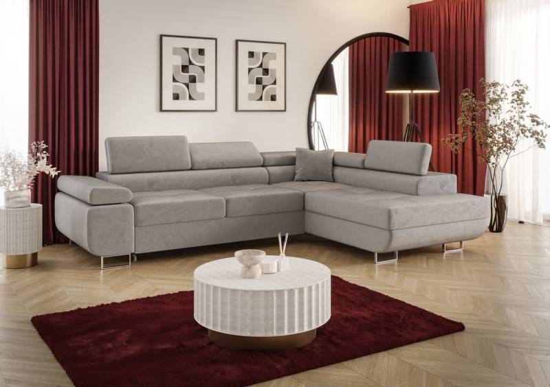 Fun Möbel Ecksofa Schlafsofa MONARO mit Ottomane in Stoff, Bettkasten, Kopfstützen verstellbar Fun Möbel Ecksofa Schlafsofa MONARO mit Ottomane in Stoff, Bettkasten, Kopfstützen verstellbar von Fun Möbel