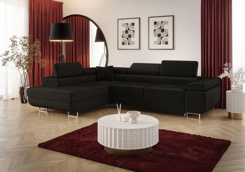 Fun Möbel Ecksofa Schlafsofa MONARO mit Ottomane in Stoff, Bettkasten, Kopfstützen verstellbar Fun Möbel Ecksofa Schlafsofa MONARO mit Ottomane in Stoff, Bettkasten, Kopfstützen verstellbar von Fun Möbel