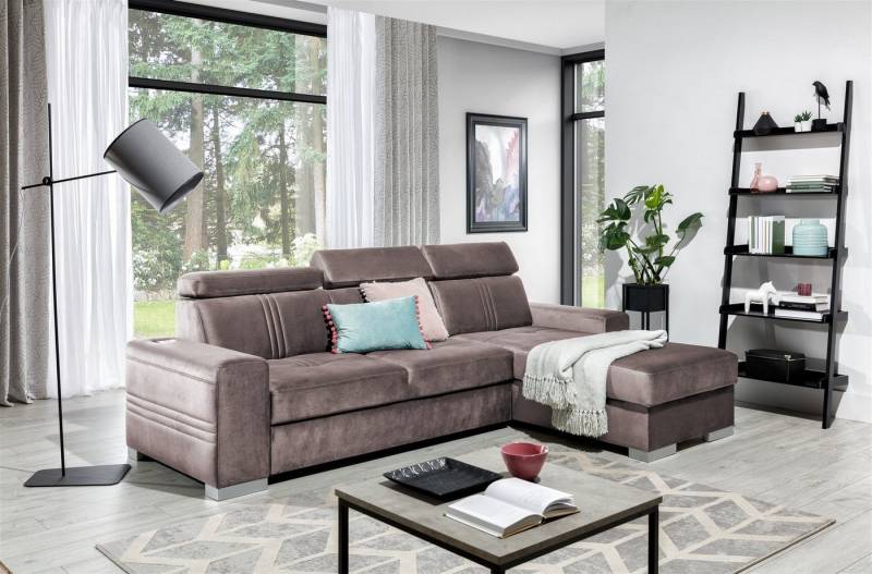 Fun Möbel Ecksofa Ecksofa Schlafsofa NOLAN XS inkl. USB-Anschluss, inkl. Bettkasten, Kopfteil verstellbar, Rundumbezug, Mit USB-Anschluss, Ottomane Rechts oder Links Fun Möbel Ecksofa Ecksofa Schlafsofa NOLAN XS inkl. USB-Anschluss, inkl. Bettkasten, Kopfteil verstellbar, Rundumbezug, Mit USB-Anschluss, Ottomane Rechts oder Links von Fun Möbel