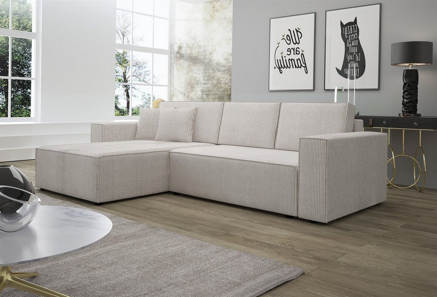 Fun Möbel Ecksofa Ecksofa Schlafsofa Sofa CONOR Stoff oder Kunstleder, inkl. Schlaffunktion und Bettkasten, Ottomane Links oder Rechts Fun Möbel Ecksofa Ecksofa Schlafsofa Sofa CONOR Stoff oder Kunstleder, inkl. Schlaffunktion und Bettkasten, Ottomane Links oder Rechts von Fun Möbel