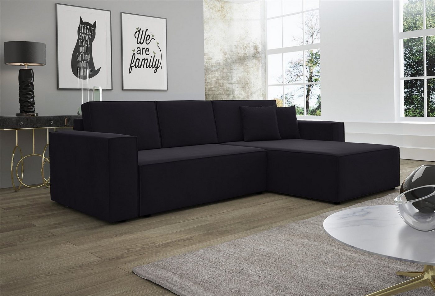 Fun Möbel Ecksofa Ecksofa Schlafsofa Sofa CONOR Stoff oder Kunstleder, inkl. Schlaffunktion und Bettkasten, Ottomane Links oder Rechts von Fun Möbel