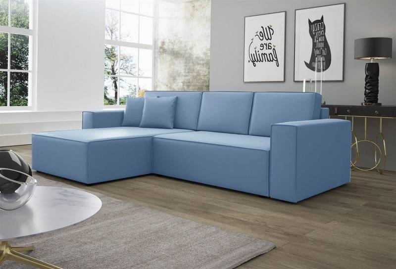 Fun Möbel Ecksofa Ecksofa Schlafsofa Sofa CONOR Stoff oder Kunstleder, inkl. Schlaffunktion und Bettkasten, Ottomane Links oder Rechts von Fun Möbel