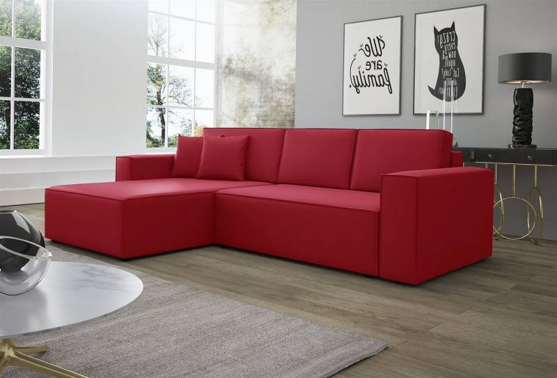 Fun Möbel Ecksofa Ecksofa Schlafsofa Sofa CONOR Stoff oder Kunstleder, inkl. Schlaffunktion von Fun Möbel