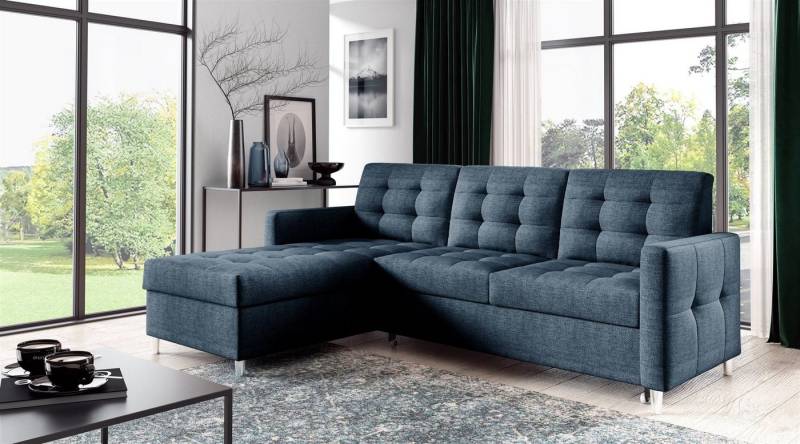Fun Möbel Ecksofa Ecksofa Sofa NURI mit Ottomane in Stoff Luis, inkl. Schlaffunktion, Rundumbezug von Fun Möbel