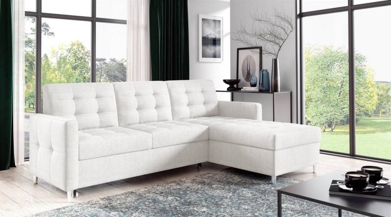 Fun Möbel Ecksofa Ecksofa Sofa NURI mit Ottomane in Stoff Luis, inkl. Schlaffunktion, Rundumbezug von Fun Möbel