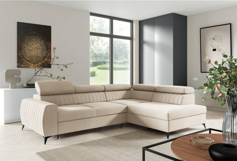 Fun Möbel Ecksofa Ecksofa Sofa TORONTO Stoff Element mit Schlaffunktion, Rundumbezug von Fun Möbel