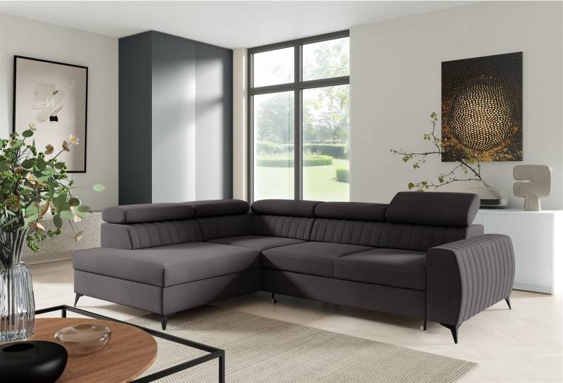 Fun Möbel Ecksofa Ecksofa Sofa TORONTO Stoff Element mit Schlaffunktion, Rundumbezug von Fun Möbel