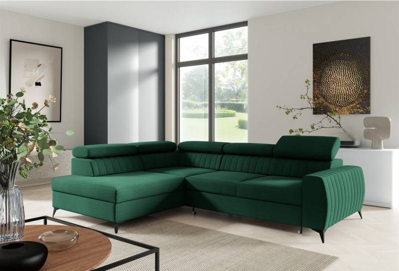 Fun Möbel Ecksofa Ecksofa Sofa TORONTO Stoff Element mit Schlaffunktion, Rundumbezug von Fun Möbel