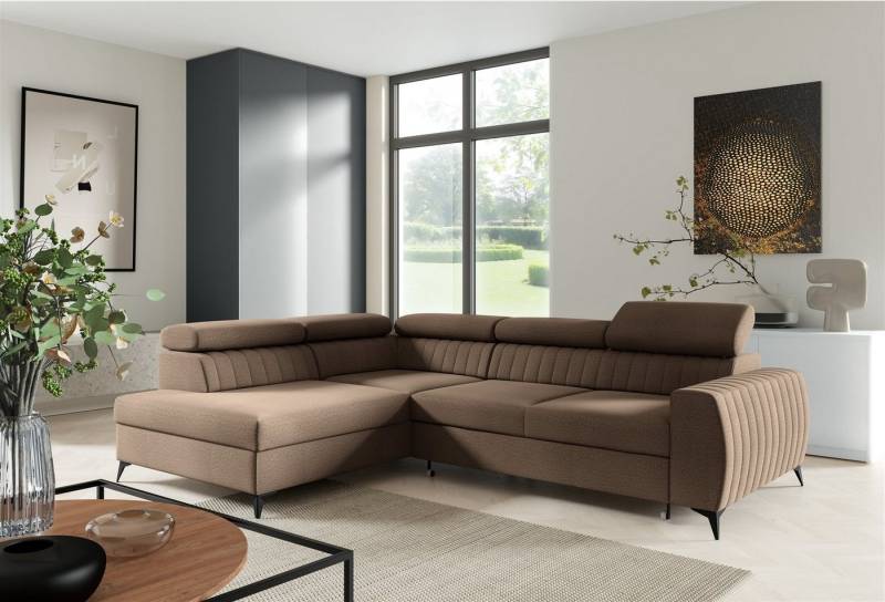 Fun Möbel Ecksofa Ecksofa Sofa TORONTO Stoff Element mit Schlaffunktion, Rundumbezug von Fun Möbel