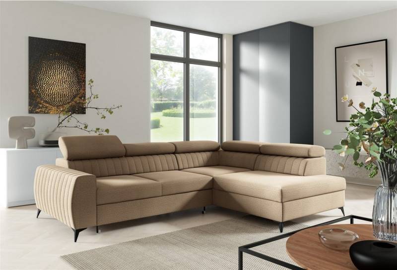 Fun Möbel Ecksofa Ecksofa Sofa TORONTO in Stoff mit Schlaffunktion und Ottomane, Rundumbezug von Fun Möbel