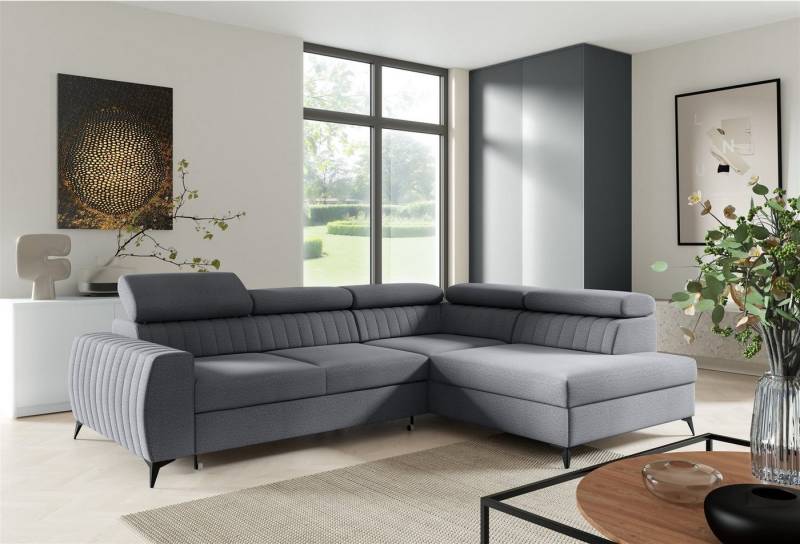 Fun Möbel Ecksofa Ecksofa Sofa TORONTO in Stoff mit Schlaffunktion und Ottomane, Rundumbezug von Fun Möbel