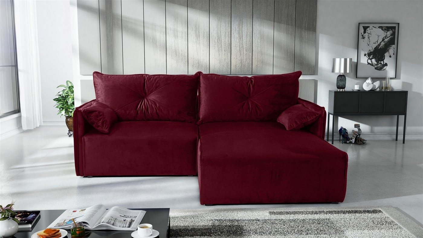 Fun Möbel Ecksofa HUNTER XS in Stoff Royal Ottomane Rechts oder Links, inkl. 2 Zierkissen und 2 Rückenkissen, inkl. Schlaffunktion mit Bettkasten von Fun Möbel