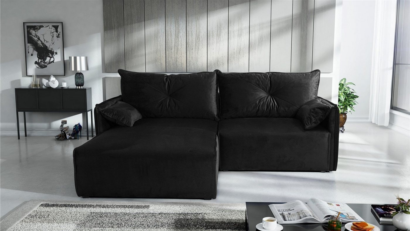 Fun Möbel Ecksofa HUNTER XS in Stoff Royal Ottomane Rechts oder Links, inkl. 2 Zierkissen und 2 Rückenkissen, inkl. Schlaffunktion mit Bettkasten von Fun Möbel