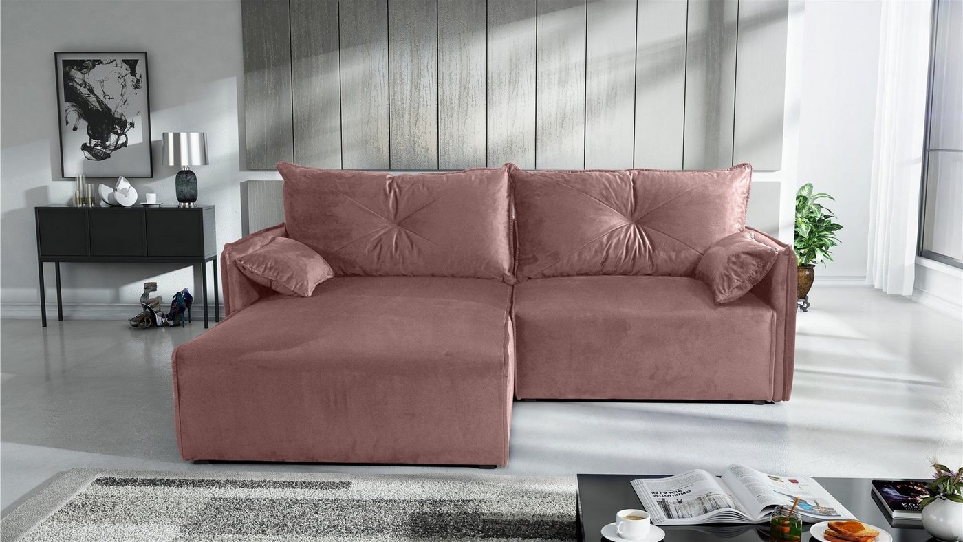 Fun Möbel Ecksofa HUNTER XS in Stoff Royal Ottomane Rechts oder Links, inkl. 2 Zierkissen und 2 Rückenkissen, inkl. Schlaffunktion mit Bettkasten von Fun Möbel