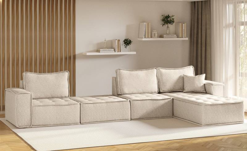 Fun Möbel Ecksofa Modulsofa 4-teilig SANDE XL in Stoff, Alle Module zu System SANDE sind auch Einzel erhältlich, Rundumbezug von Fun Möbel