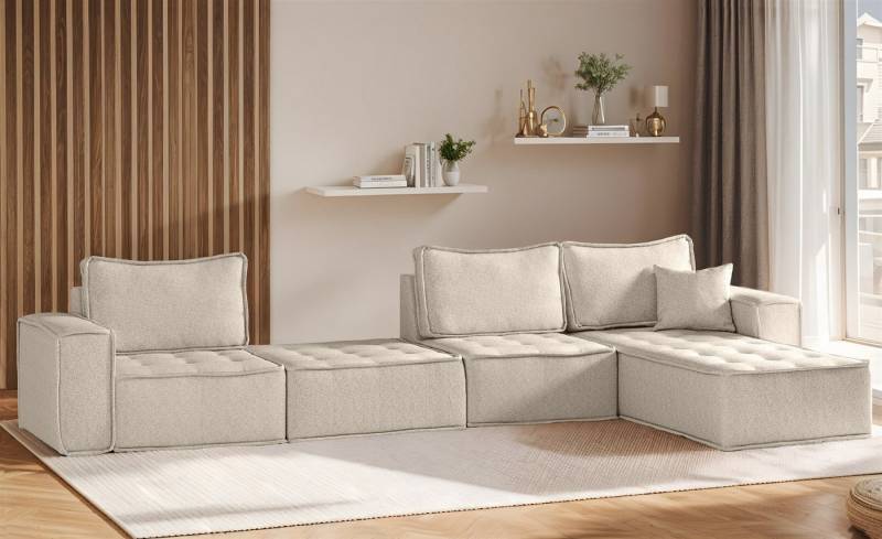 Fun Möbel Ecksofa Modulsofa 4-teilig SANDE XL in Stoff, Alle Module zu System SANDE sind auch Einzel erhältlich, Rundumbezug von Fun Möbel