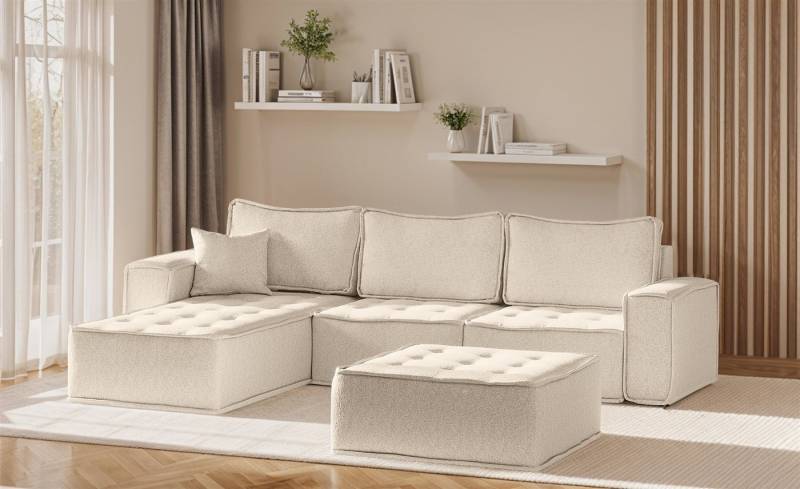 Fun Möbel Ecksofa Modulsofa 4-teilig SANDE in Stoff, Alle Module zu System SANDE sind auch Einzel erhältlich, inkl. Polsterhocker von Fun Möbel