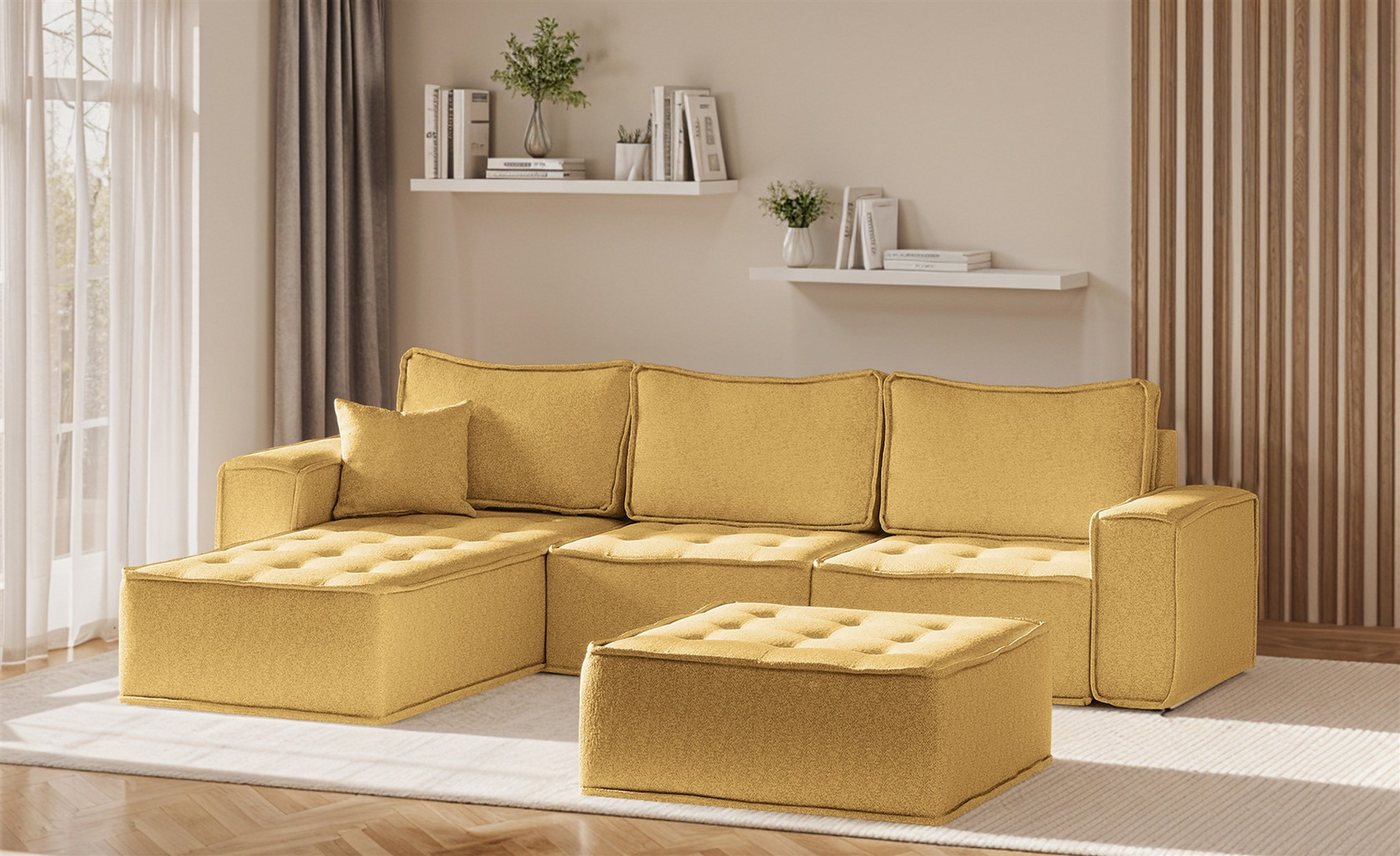 Fun Möbel Ecksofa Modulsofa 4-teilig SANDE in Stoff, Alle Module zu System SANDE sind auch Einzel erhältlich, inkl. Polsterhocker Fun Möbel Ecksofa Modulsofa 4-teilig SANDE in Stoff, Alle Module zu System SANDE sind auch Einzel erhältlich, inkl. Polsterhocker von Fun Möbel