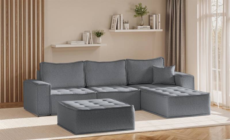 Fun Möbel Ecksofa Modulsofa 4-teilig SANDE in Stoff, Alle Module zu System SANDE sind auch Einzel erhältlich, inkl. Polsterhocker von Fun Möbel
