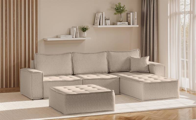 Fun Möbel Ecksofa Modulsofa 4-teilig SANDE in Stoff, Alle Module zu System SANDE sind auch Einzel erhältlich, inkl. Polsterhocker von Fun Möbel