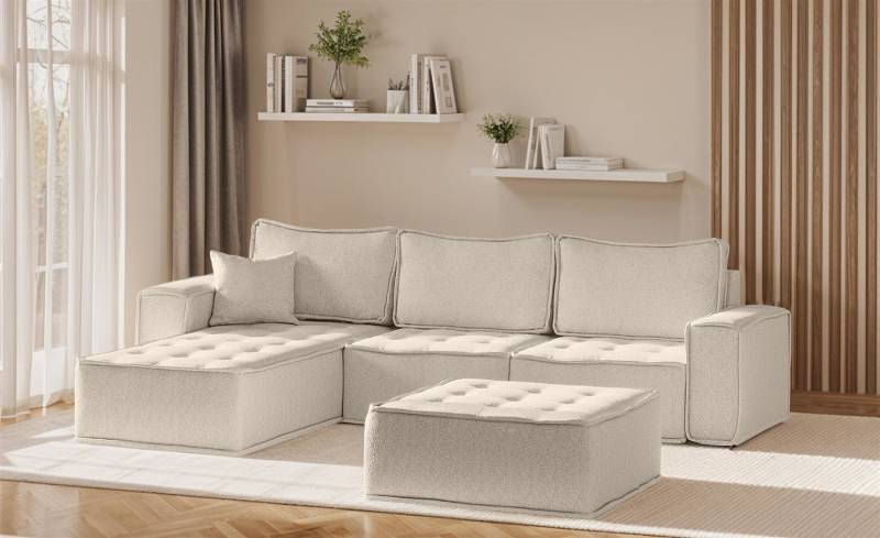 Fun Möbel Ecksofa Modulsofa 4-teilig SANDE in Stoff, Alle Module zu System SANDE sind auch Einzel erhältlich, inkl. Polsterhocker von Fun Möbel