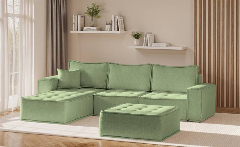 Fun Möbel Ecksofa Modulsofa 4-teilig SANDE in Stoff, Alle Module zu System SANDE sind auch Einzel erhältlich, inkl. Polsterhocker von Fun Möbel