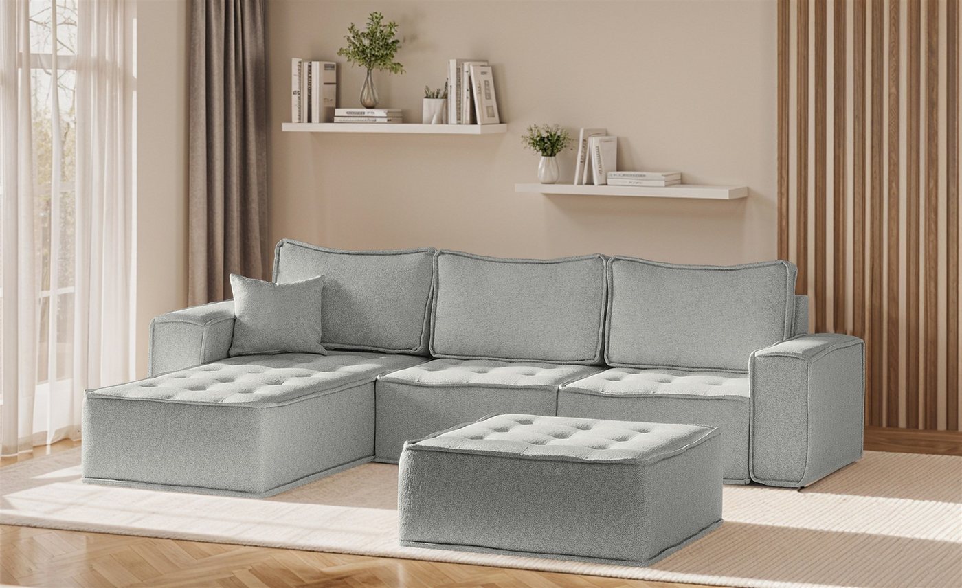 Fun Möbel Ecksofa Modulsofa 4-teilig SANDE in Stoff, Alle Module zu System SANDE sind auch Einzel erhältlich, inkl. Polsterhocker Fun Möbel Ecksofa Modulsofa 4-teilig SANDE in Stoff, Alle Module zu System SANDE sind auch Einzel erhältlich, inkl. Polsterhocker von Fun Möbel