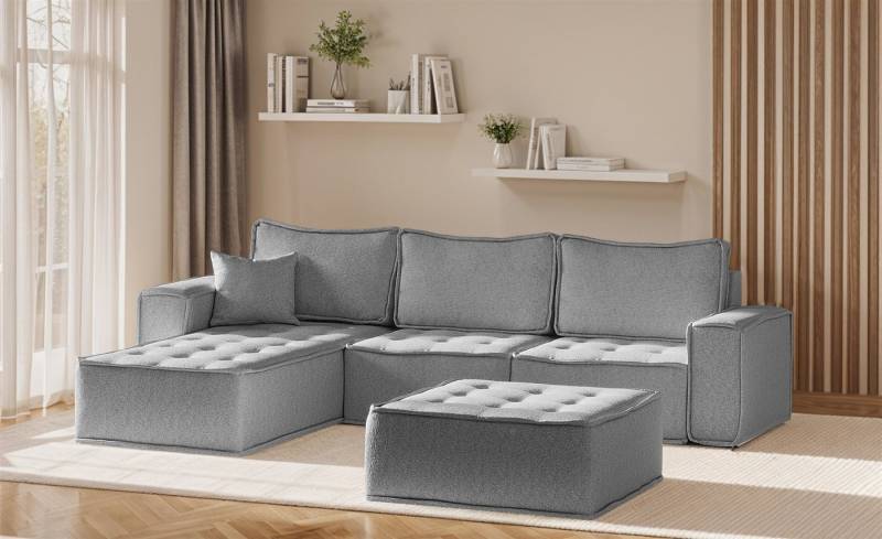 Fun Möbel Ecksofa Modulsofa 4-teilig SANDE in Stoff, Alle Module zu System SANDE sind auch Einzel erhältlich, inkl. Polsterhocker von Fun Möbel