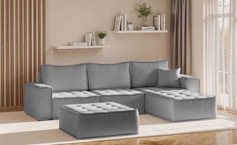 Fun Möbel Ecksofa Modulsofa 4-teilig SANDE in Stoff, Alle Module zu System SANDE sind auch Einzel erhältlich, inkl. Polsterhocker von Fun Möbel